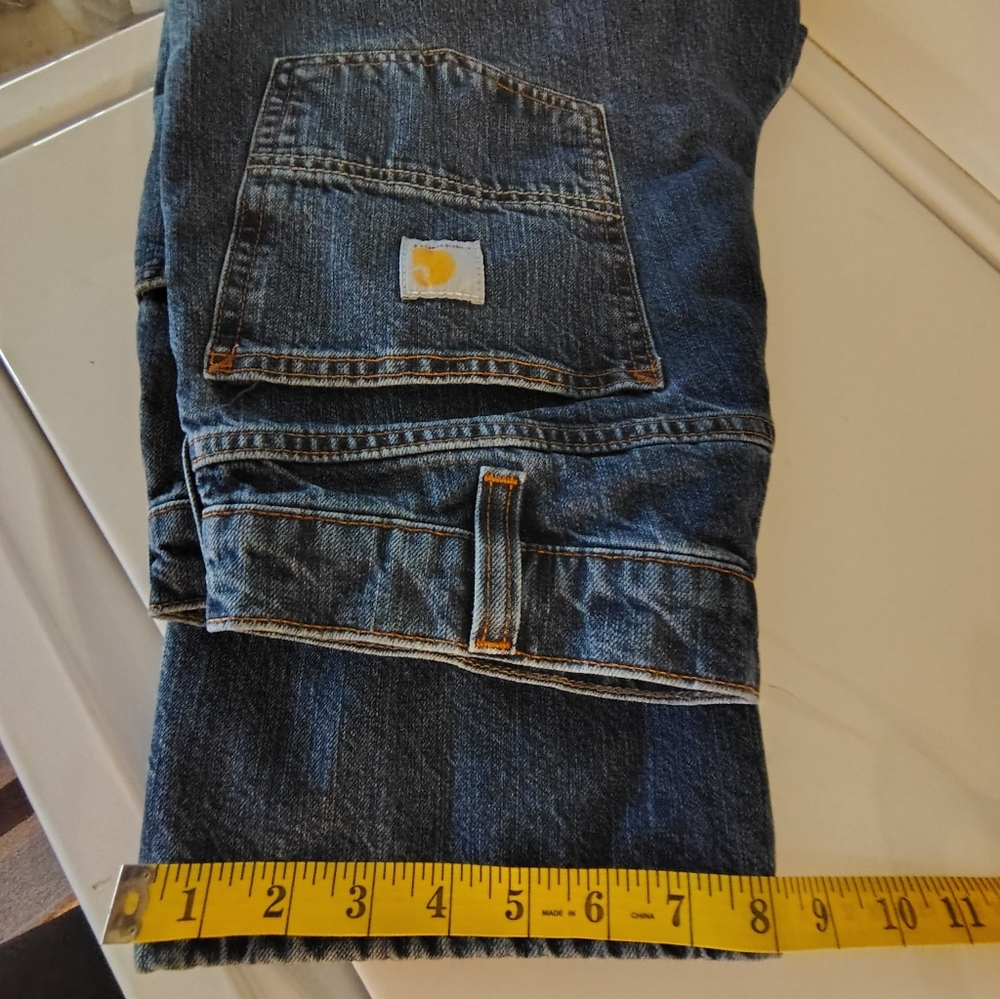 Carhartt Flannel Lined Relaxed Fit Five Pocket Jeans 33 X 30 - Picture 7 of 12